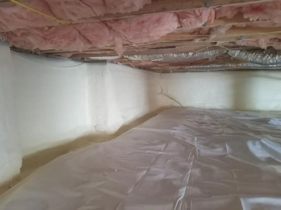 Crawl space encapsulation with closed-cell spray foam for Storm Damage Roof Repair in San Luis Obispo